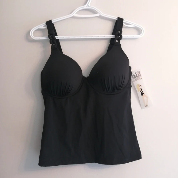 NWT Spanx Bra-llelujah Soft Chain Slimming Tankini Swim Top Size 6 D/DD - Picture 2 of 15